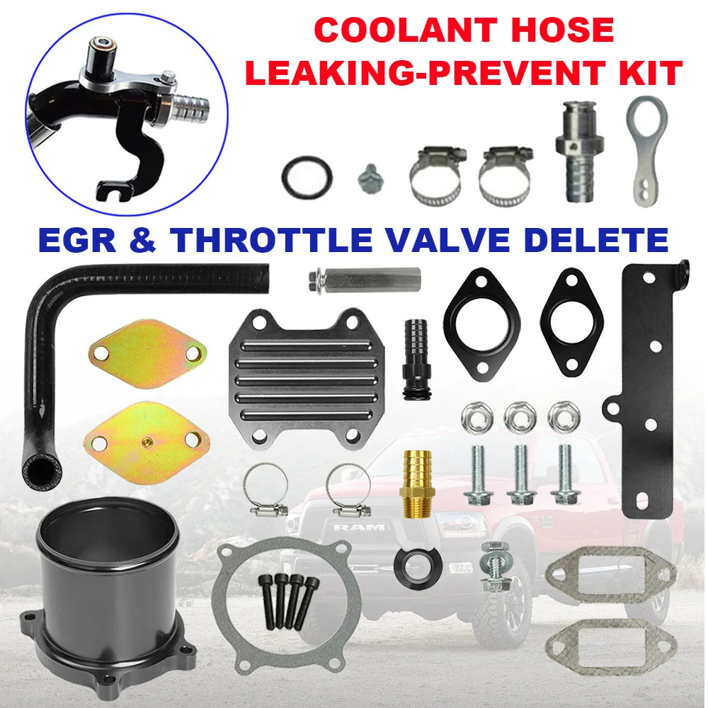 EGR & Throttle Valve Delete Kit with Coolant Hose Leak Prevent Kit for 2013-2024 Dodge Ram Cummins 6.7L Diesel